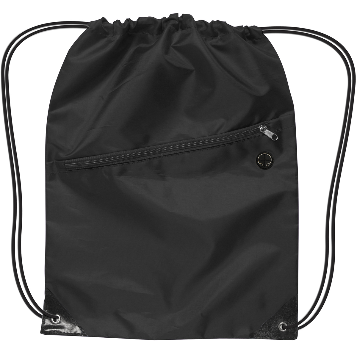 Black Drawstring Backpack w/ Zipper