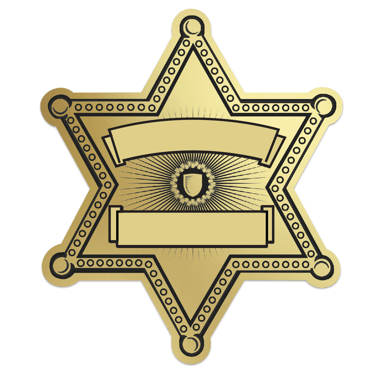 Matte Gold Sheriff Badge Sticker On Roll 