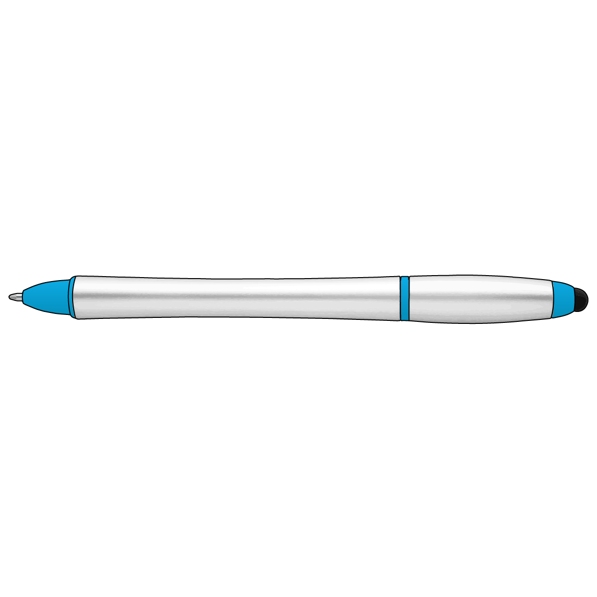 Silver Barrel with Blue Trim Stylus Highlighter Pen Combo