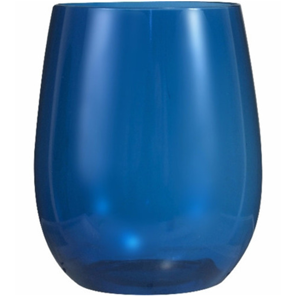 Blue Plastic Stemless Wine Glass 12 oz