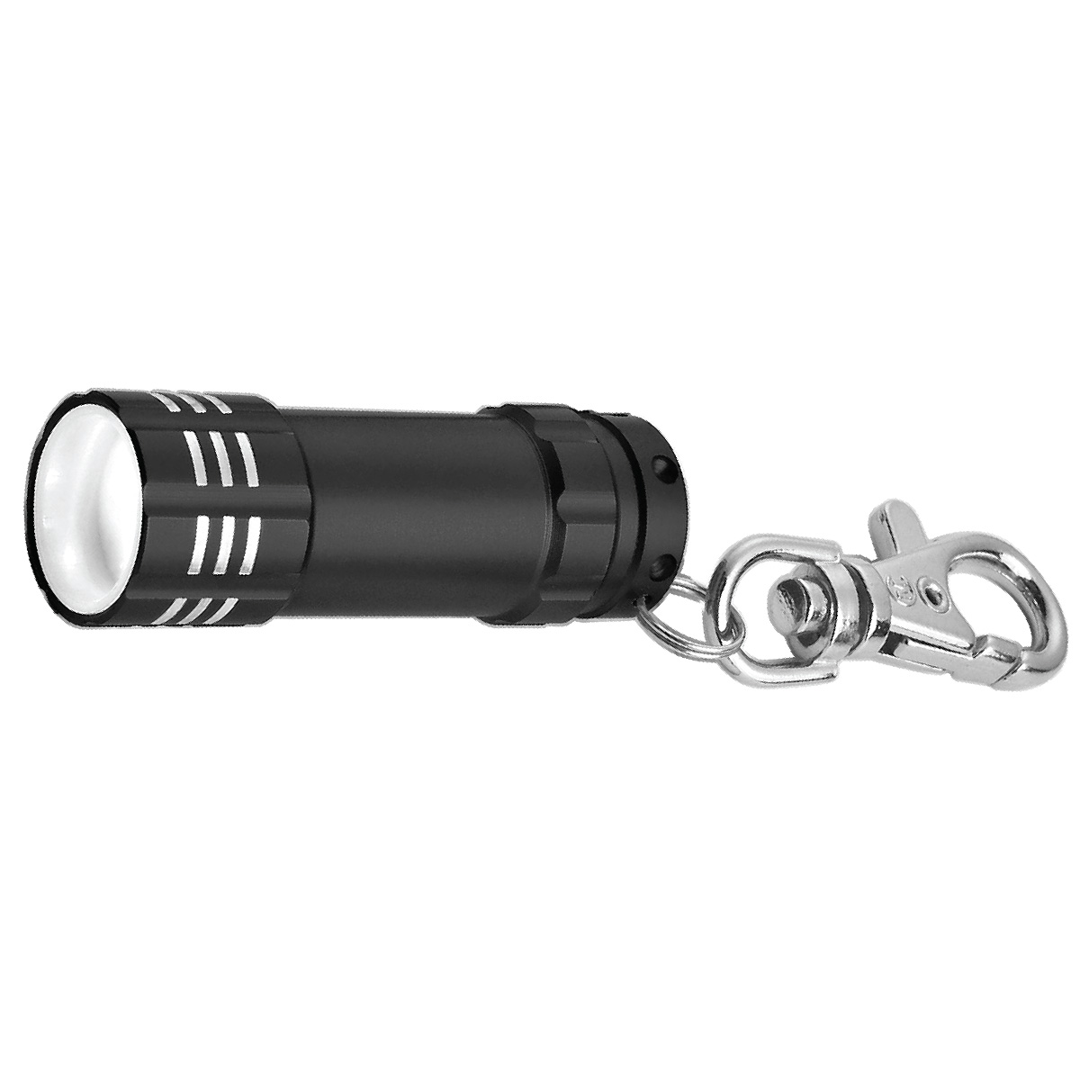 Black Mini Aluminum LED Flashlight w/ Key Clip                                                                                                                                                                