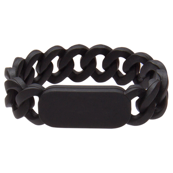 Black Silicone Link Wristband