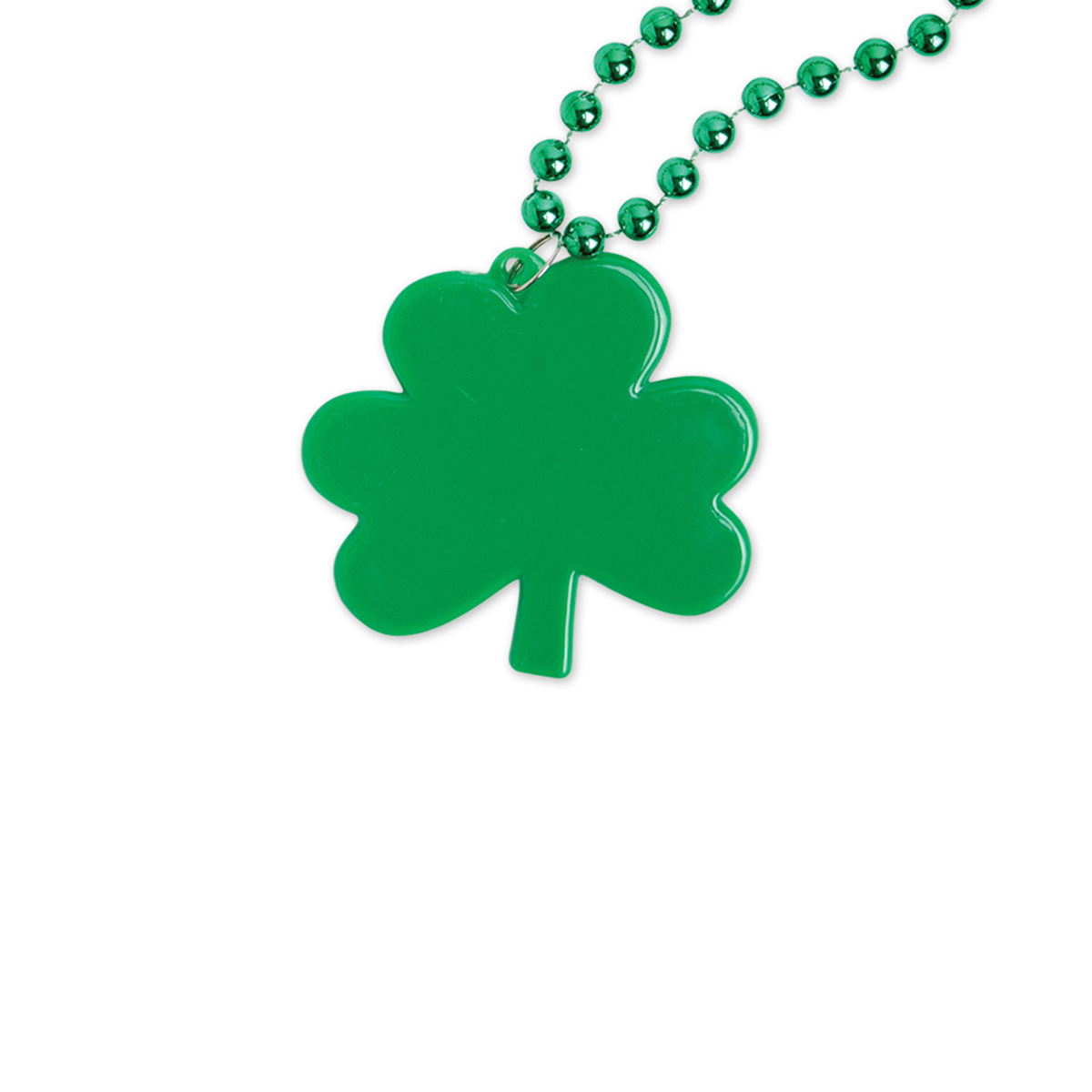 Screen Print 1 Color 1 Location Green Beads with Shamrock Medallion