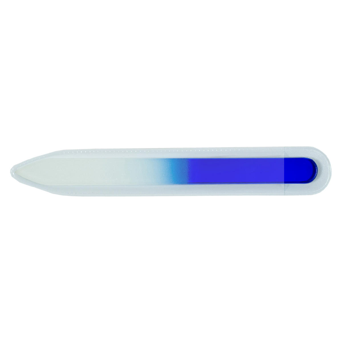 Blue Tempered Glass Nail File in Clear Sleeve