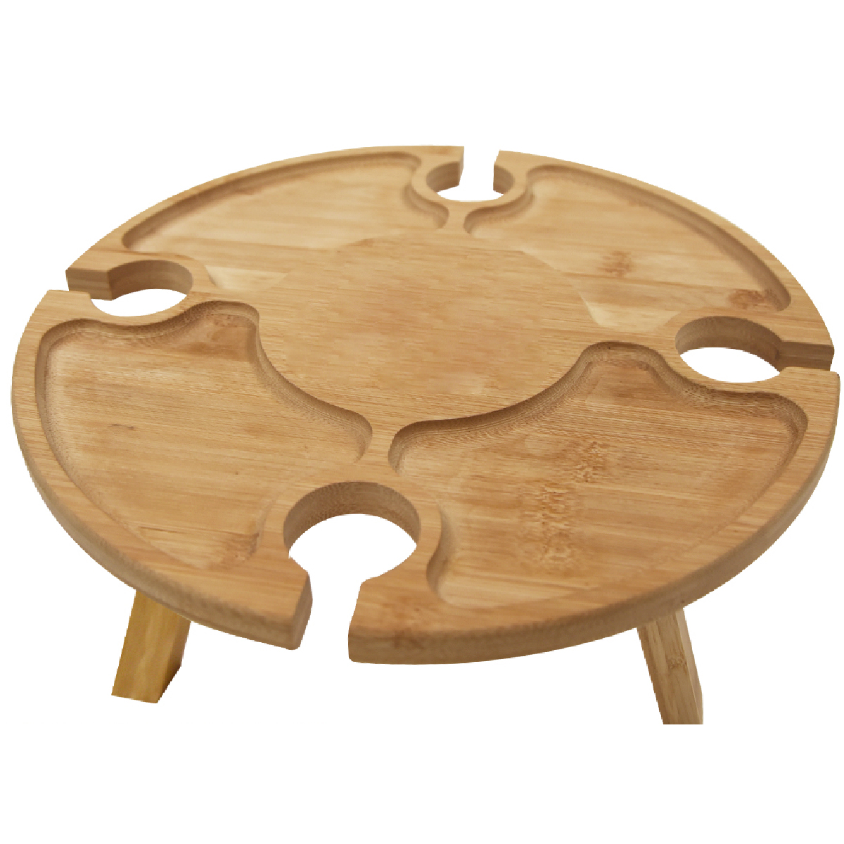 Natural Bamboo Portable Wine & Cheese Table 
