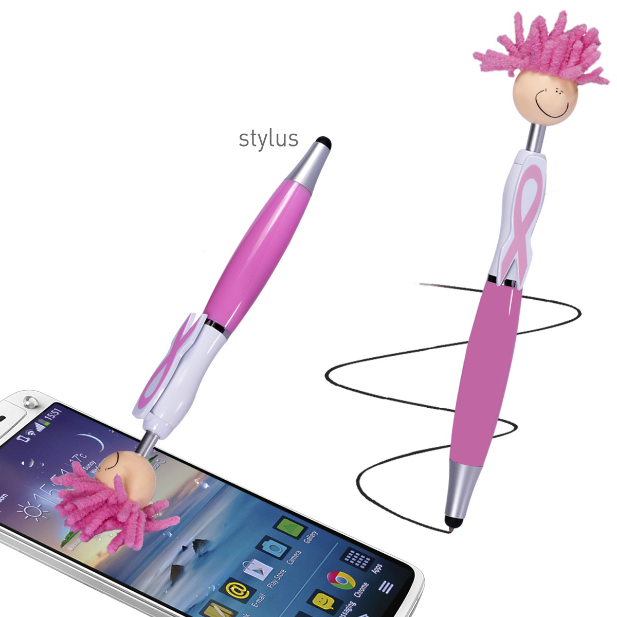 Pink Awareness MopToppers® Screen Cleaner w/Stylus Pen