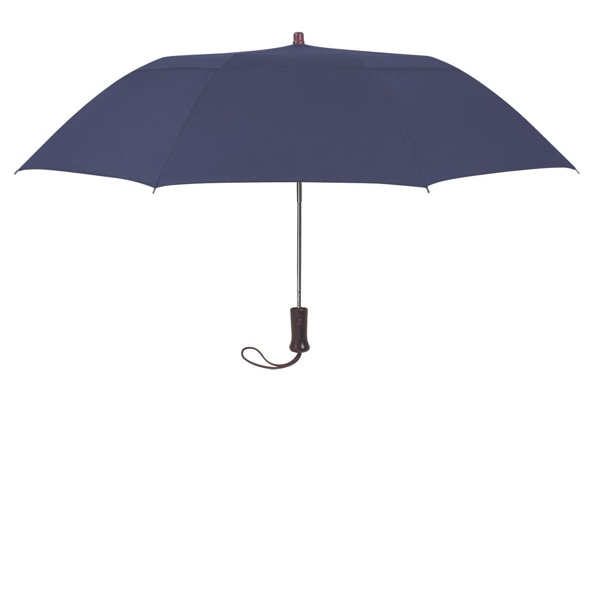 Navy Arc Telescopic Folding Wood Handle Umbrella (44" Dia.)