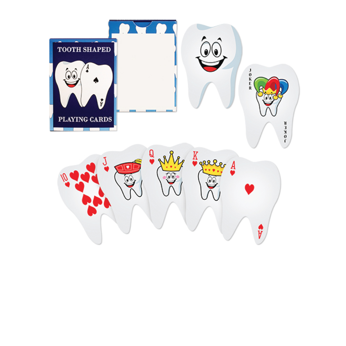 Screen Print 1 Color 1 Location Dental Tooth Shaped Playing Cards 