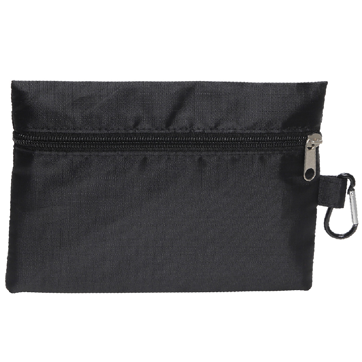 Black Zippered Ripstop Utility Bag with Carabiner