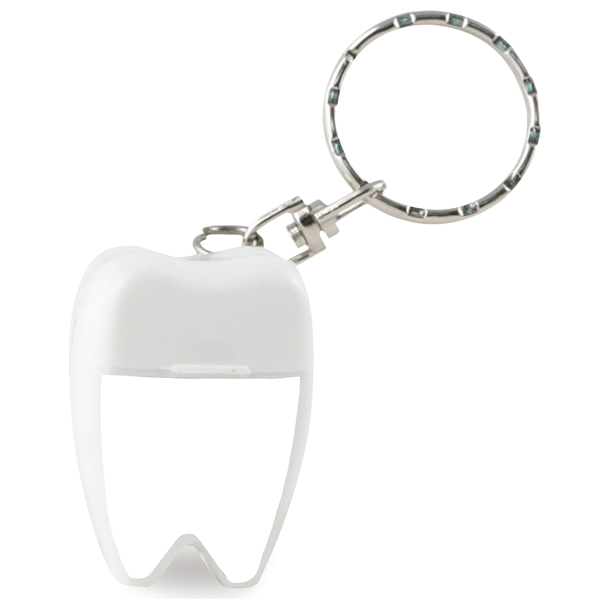 White Tooth Shaped Dental Floss Key Chain