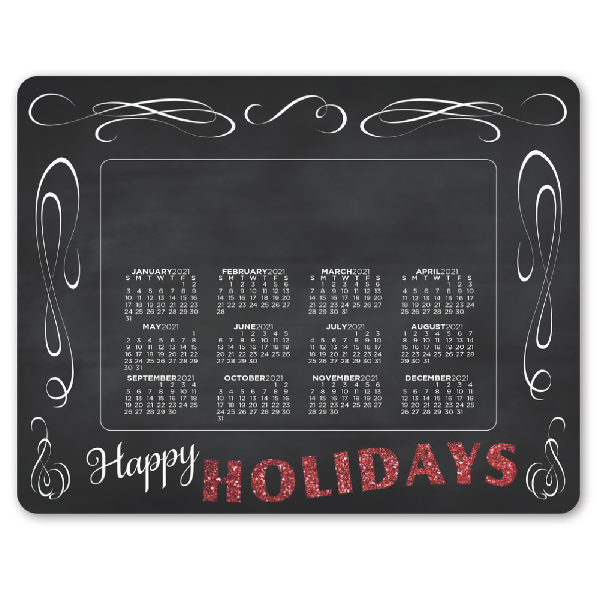 Black Happy Holidays Holiday Picture Frame w/ Calendar Magnet