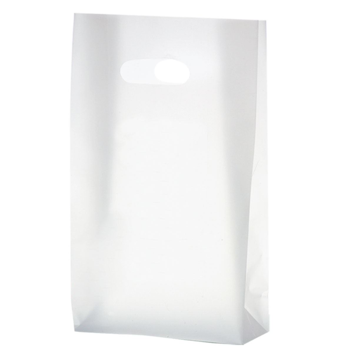 Clear Frosted Die Cut Tote (7"W x 3.5"G x 12"H)-Flexo Ink