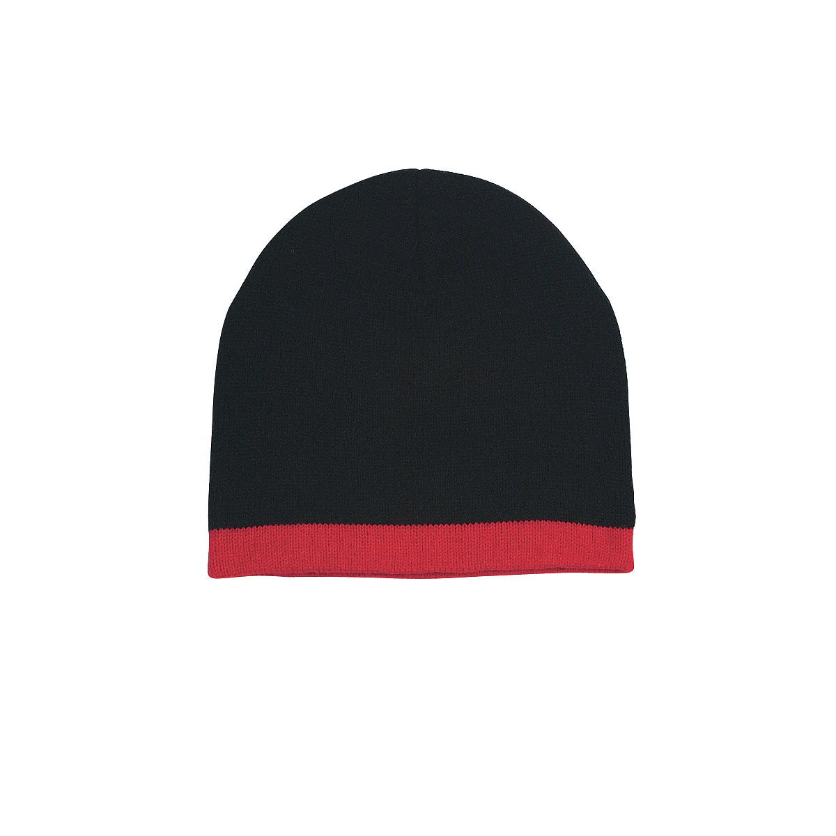 Black/Red Knit Beanie With Stripe