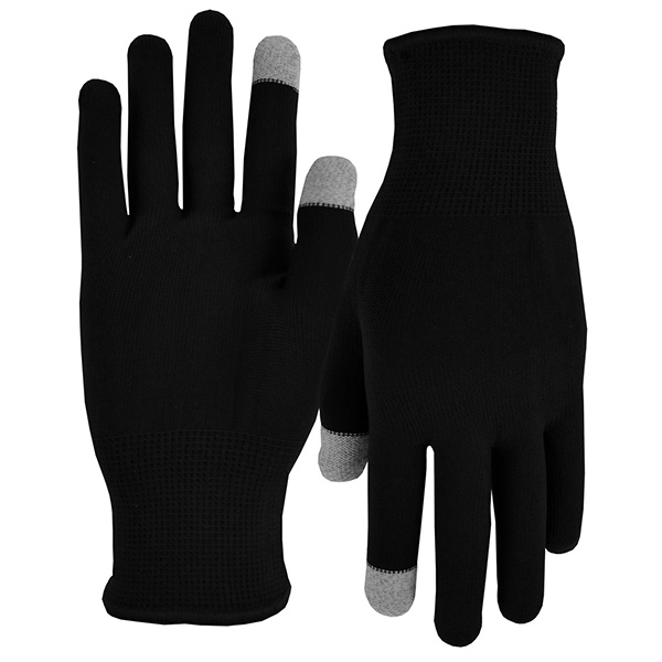 Black Sports Performance Runners Text Gloves