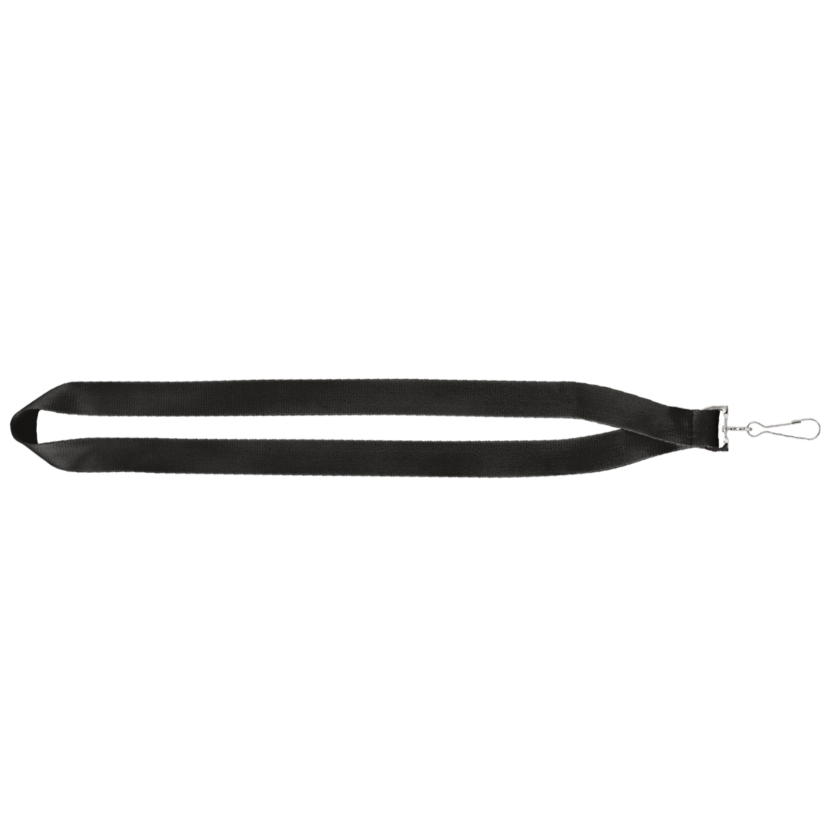 Black 3/4" Polyester Sewn Lanyard w/ Silver Snap Hook
