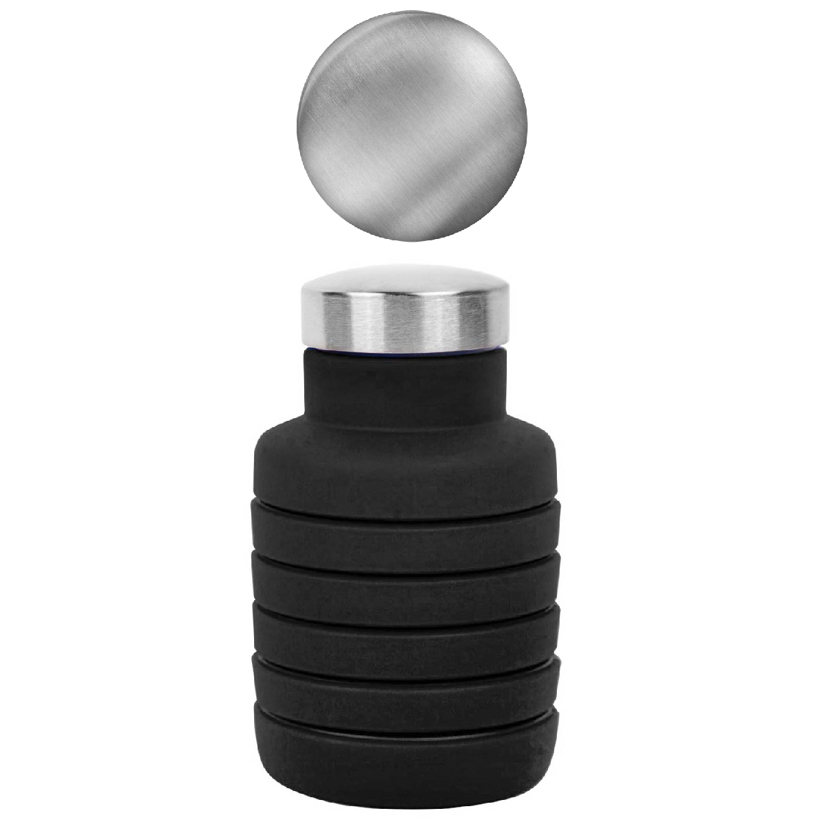 Black Collapsible Silicone Water Bottle 17 oz