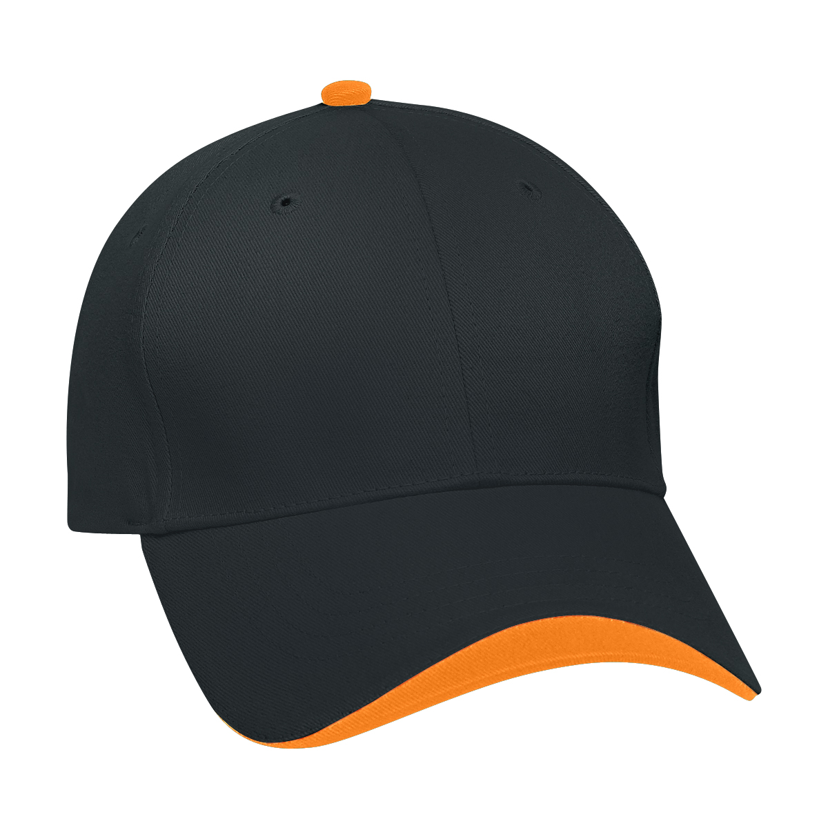 Black Cap w/ Orange Top Button & Wave Wave Sandwich Cap