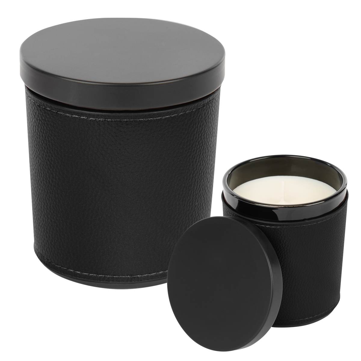Black Scented Candle with Leatherette Sleeve 