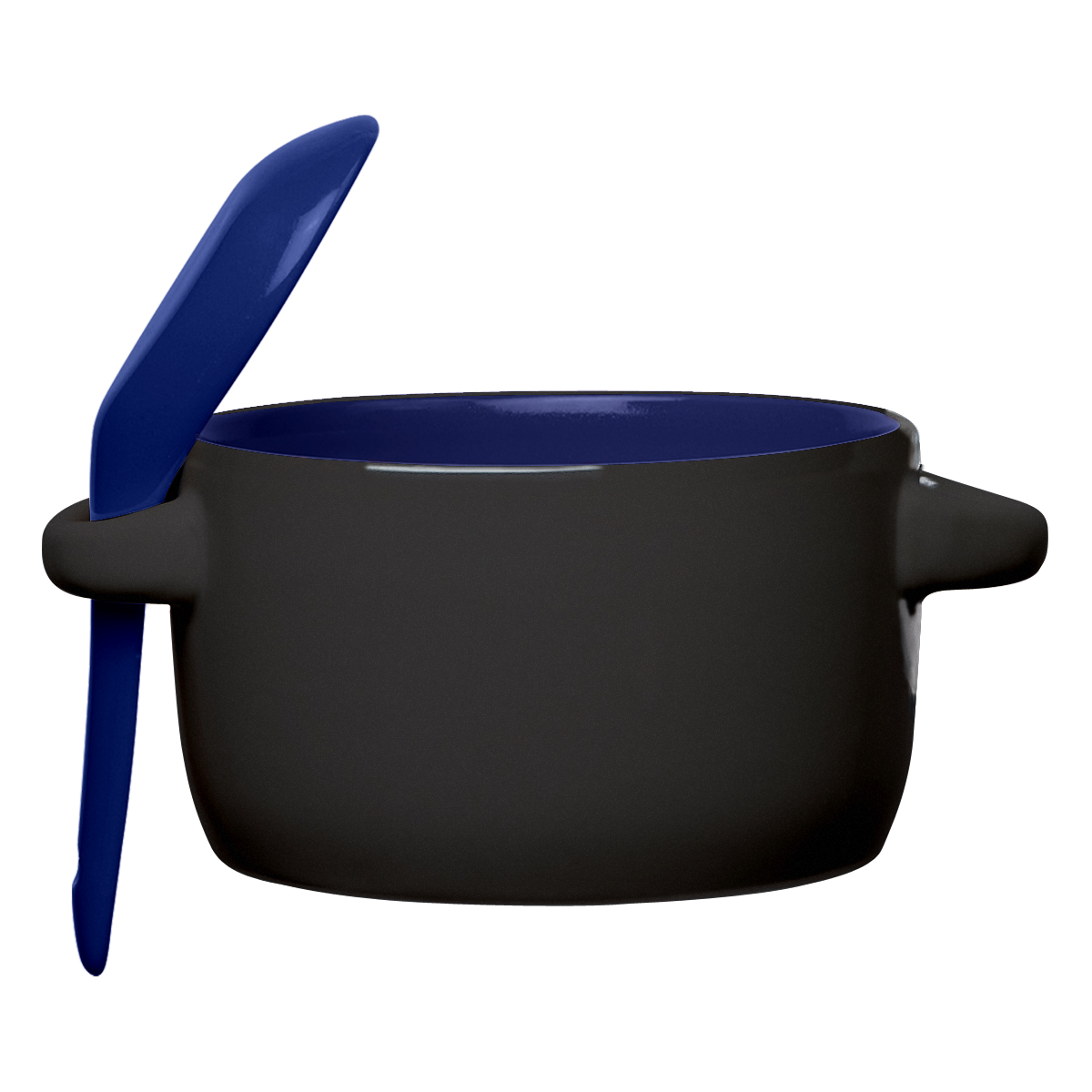 Black Exterior with Cobalt Blue Aztec Soup Mug (12 oz)