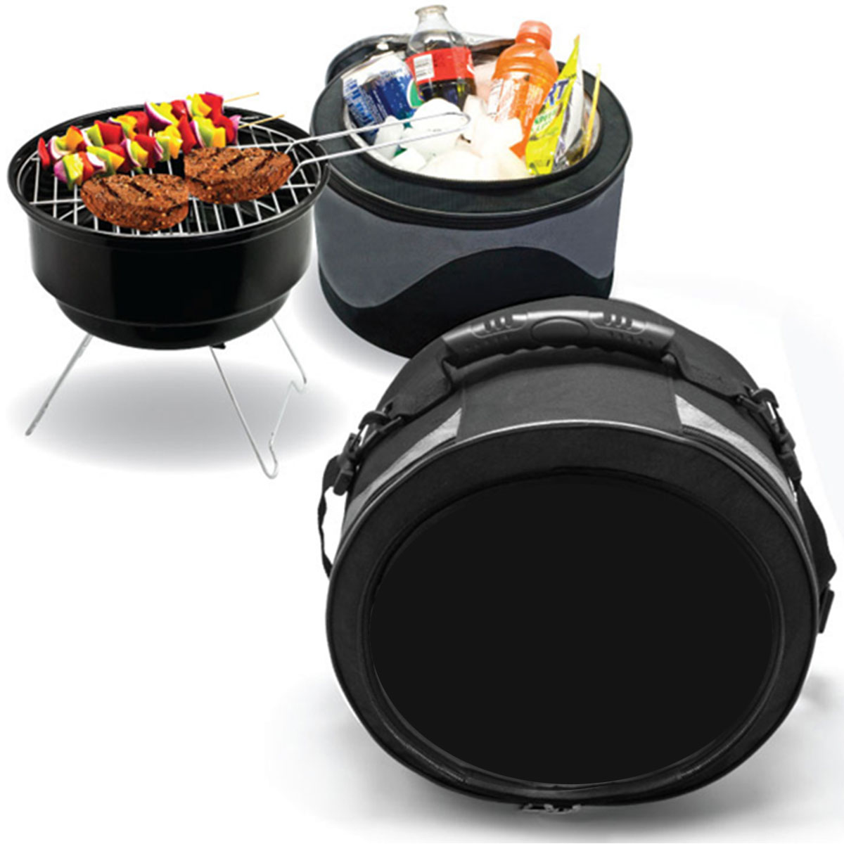 Gray/Black 2-in-1 BBQ Grill and Cooler