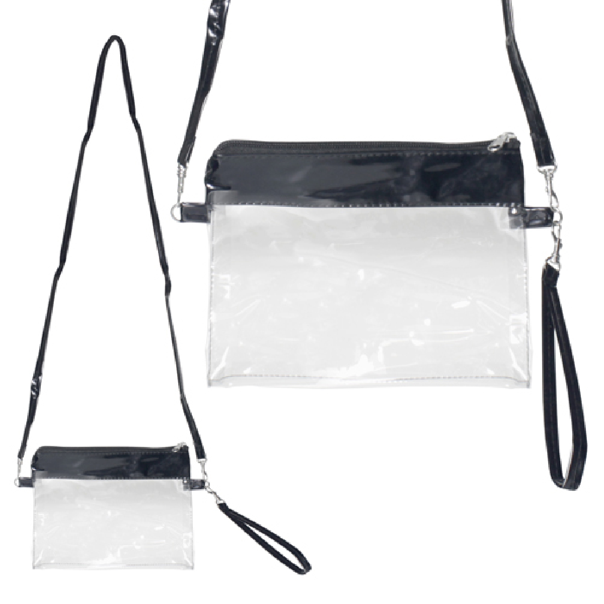 Clear with Black Trim Clear PVC Sling-Over Purse