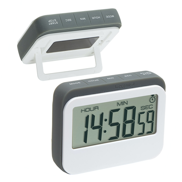 Gray Soft Touch Widescreen Kitchen Timer and Clock