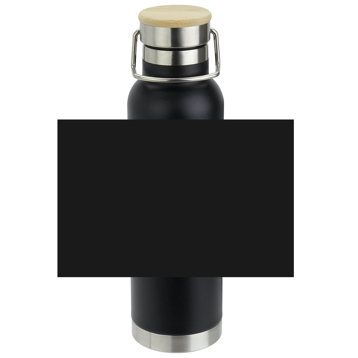 Black Cusano - 22 oz Vacuum Insulated Stainless Steel Bottle with Bamboo Cap