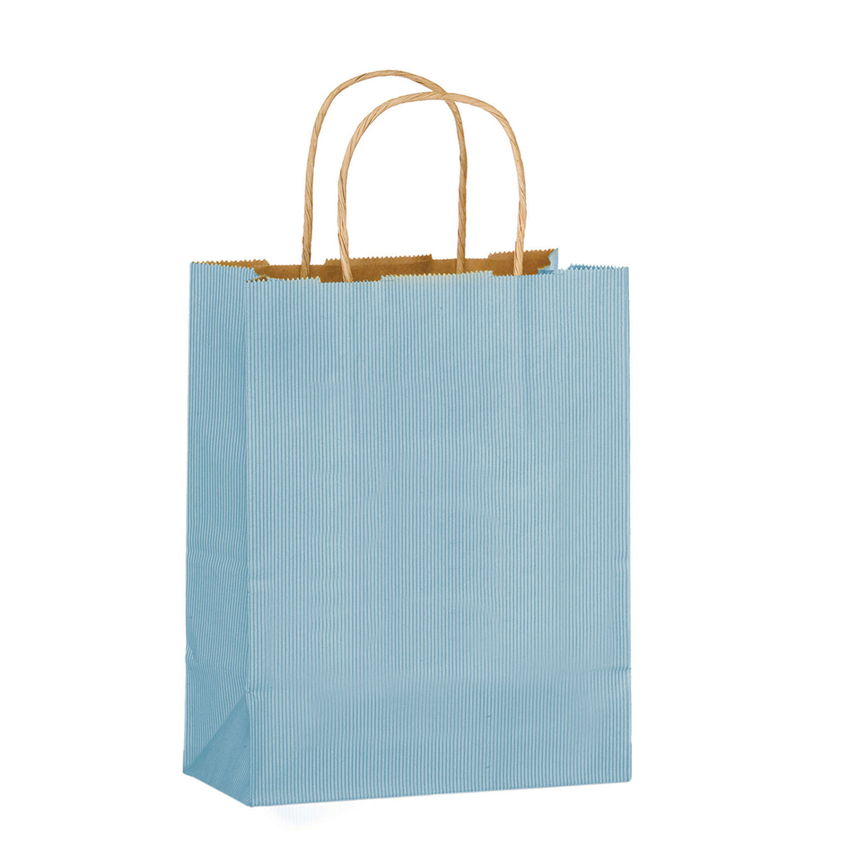 Country Blue Matte Colored Shoppers (8"W x 4.75"G x 10.5"H) - Flexo Ink