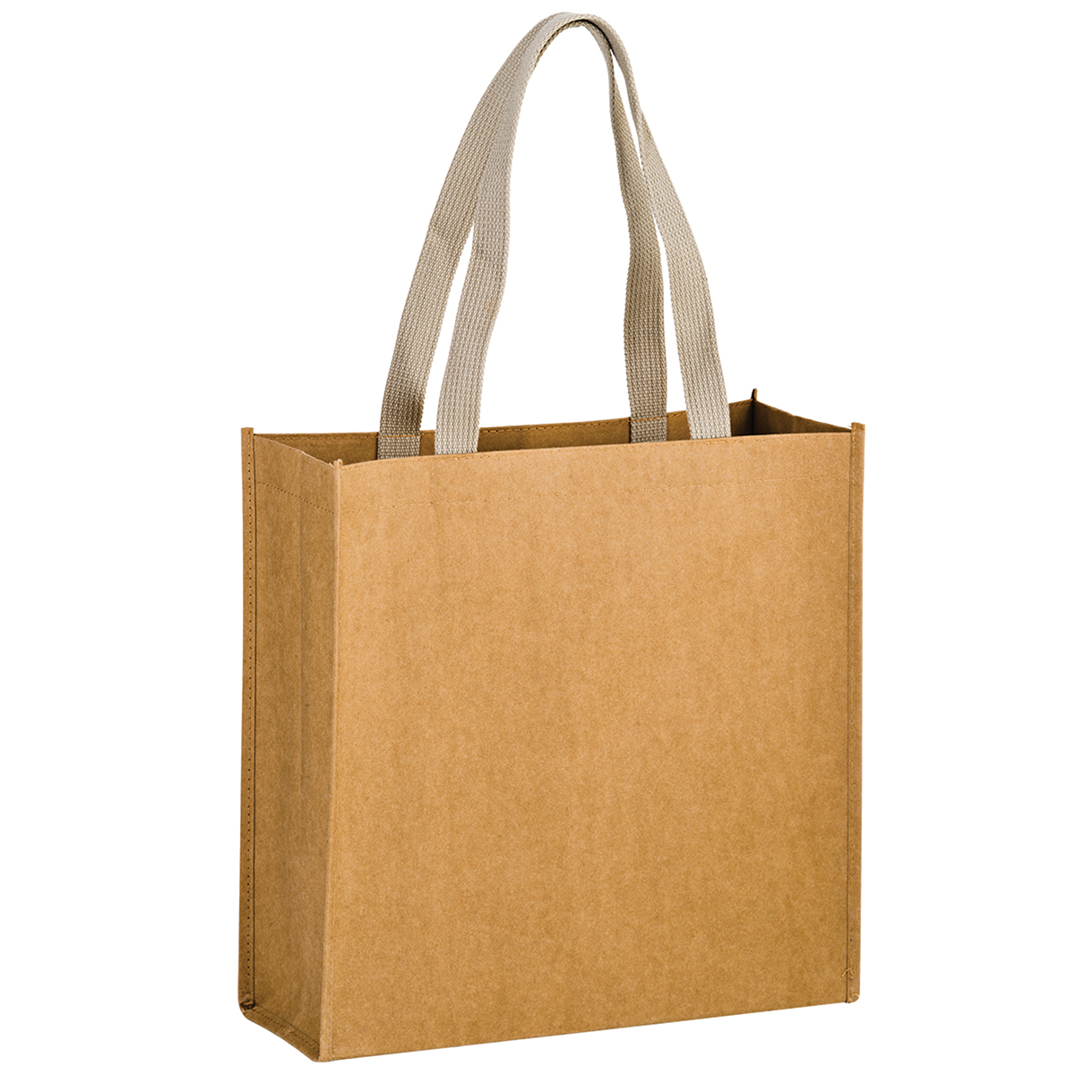 Natural Kraft Washable Kraft Paper Fabric Tote Bag with Web Handle