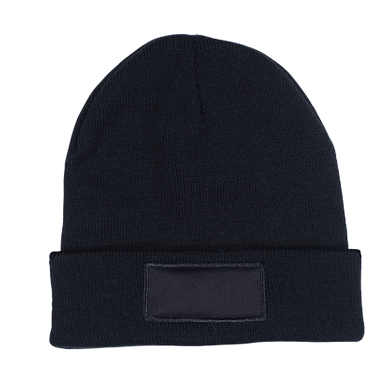 Black Knit Beanie with Patch