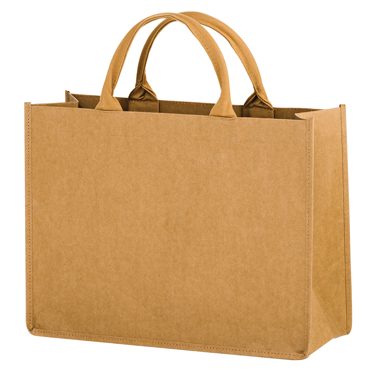 Natural Kraft Washable Kraft Paper Fabric Tote Bag with Contoured Handle 