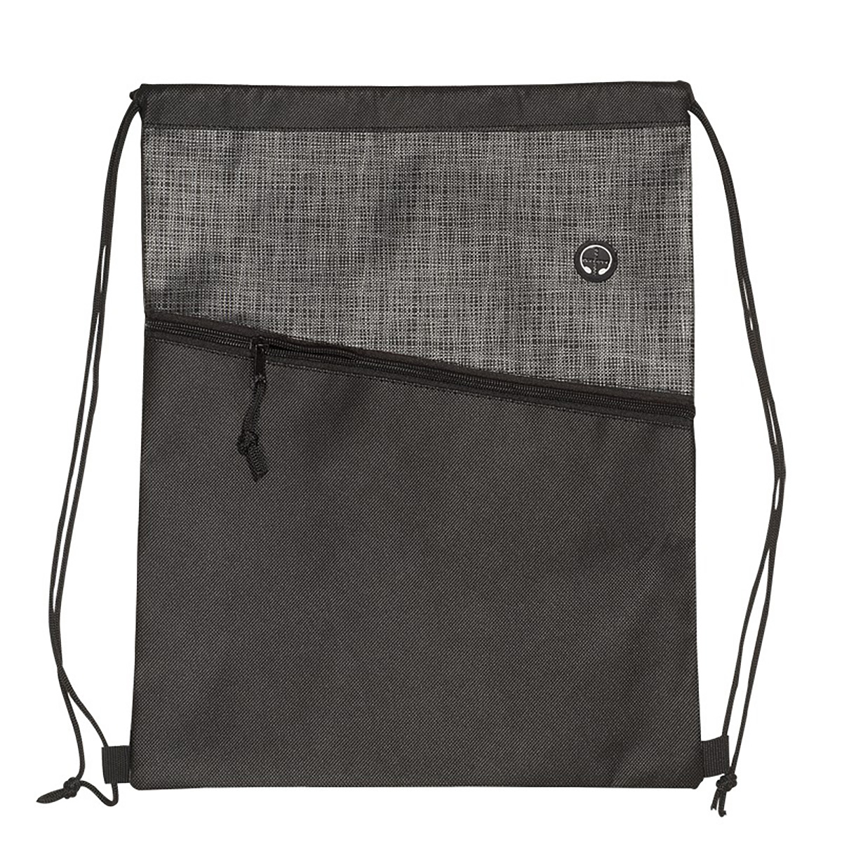 Black Tonal Heathered Drawstring Backpack