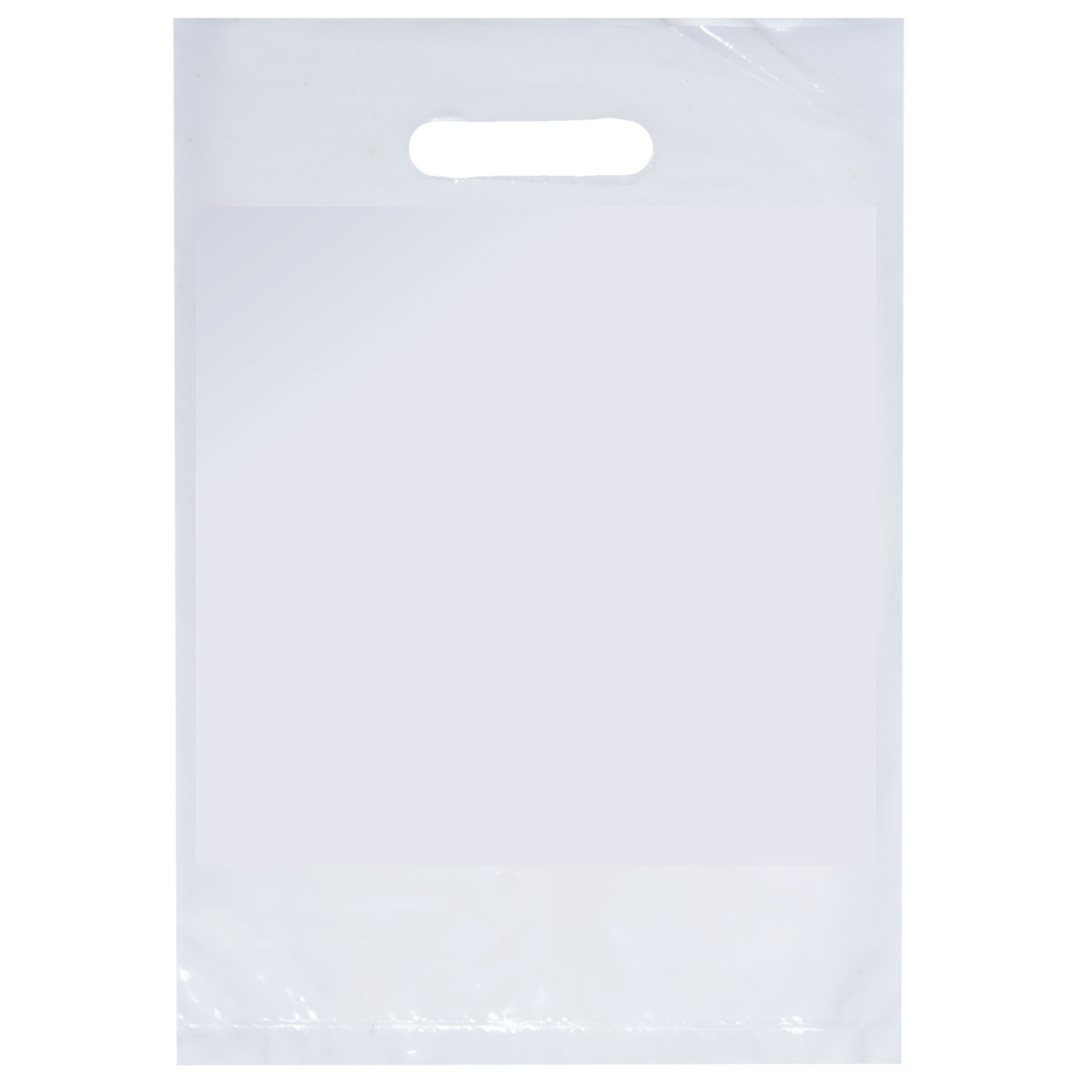 White Full Color Plastic Die Cut Bag (9”W x 13”H)