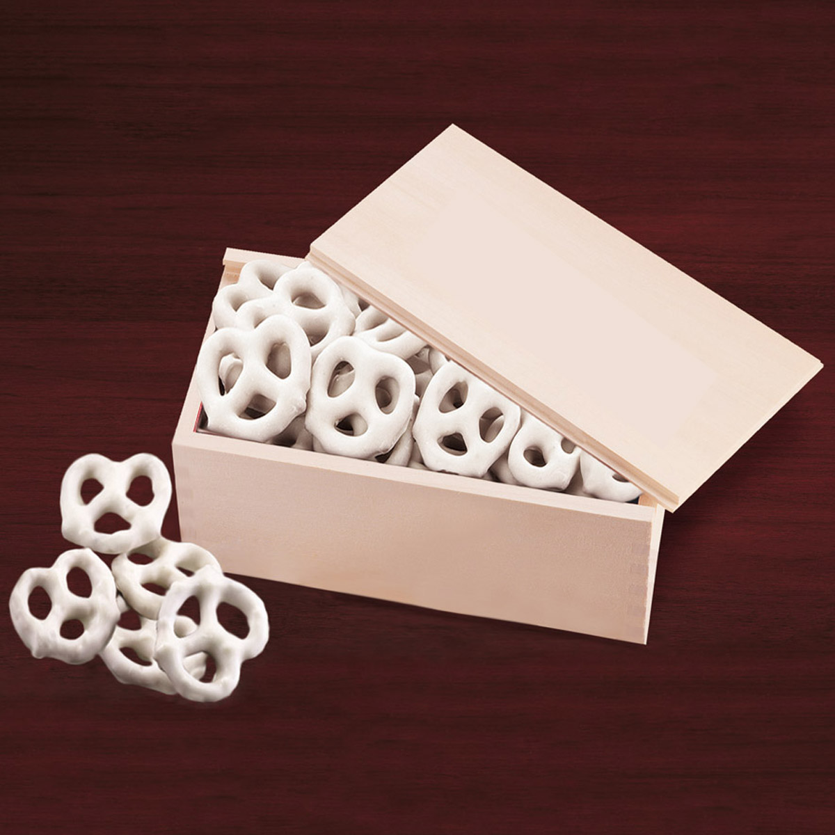 Wood Frosted Pretzels in Wooden Collector's Box