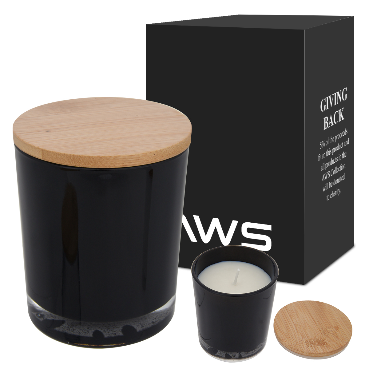 Black AWS Bamboo Soy Candle