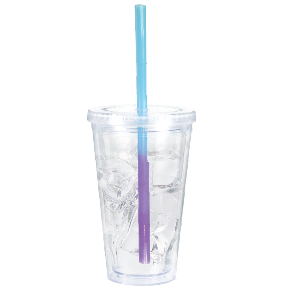 Blue to Purple Victory Tumbler with Mood Straw (16 oz)