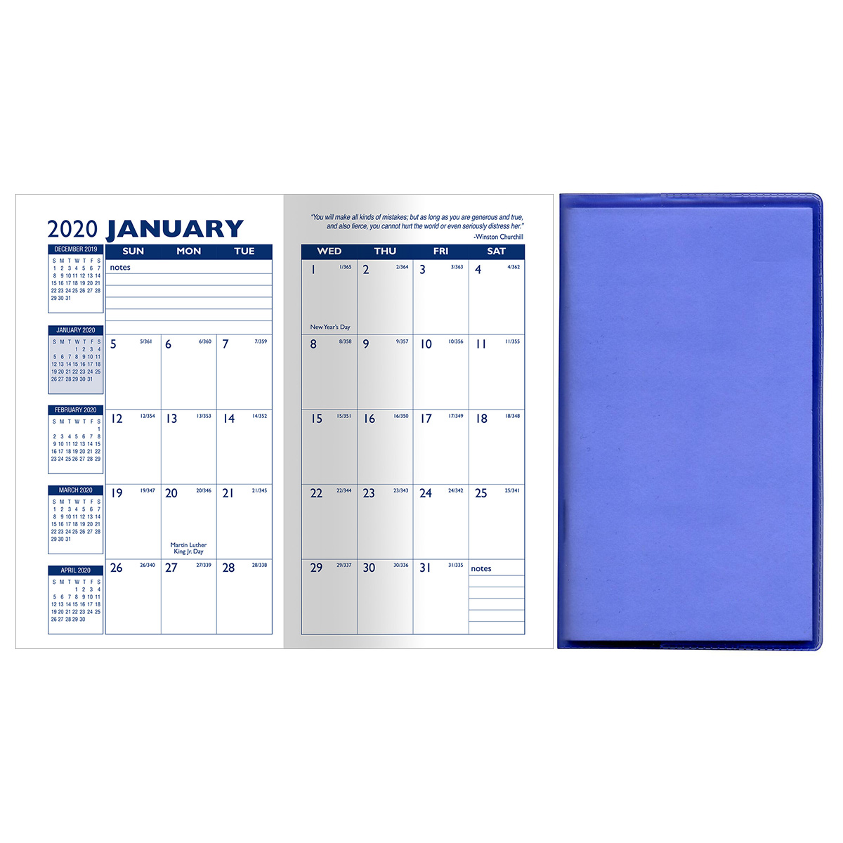 Translucent Blue Translucent Vinyl Monthly Pocket Planner