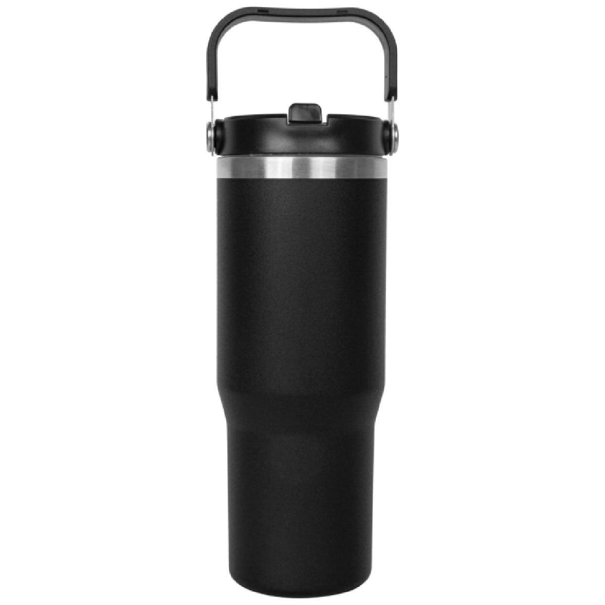 Black 30oz. Stainless Steel Insulated Mug with Handle and Built-In Straw