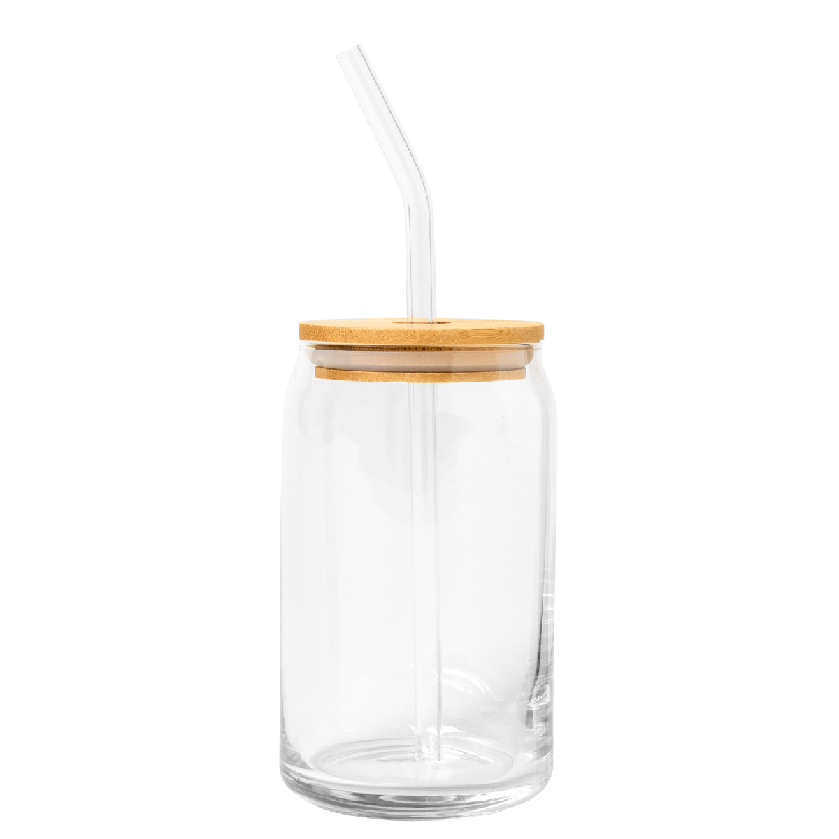 Clear Glass Clear Can Glass with Lid and Straw