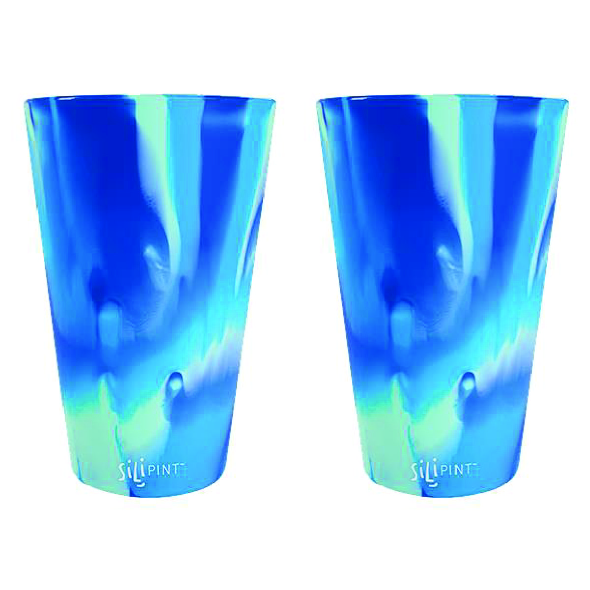 Arctic Sky (Blue and Light Blue Swirl) SiLiPINT Straight Up Pint Glass
