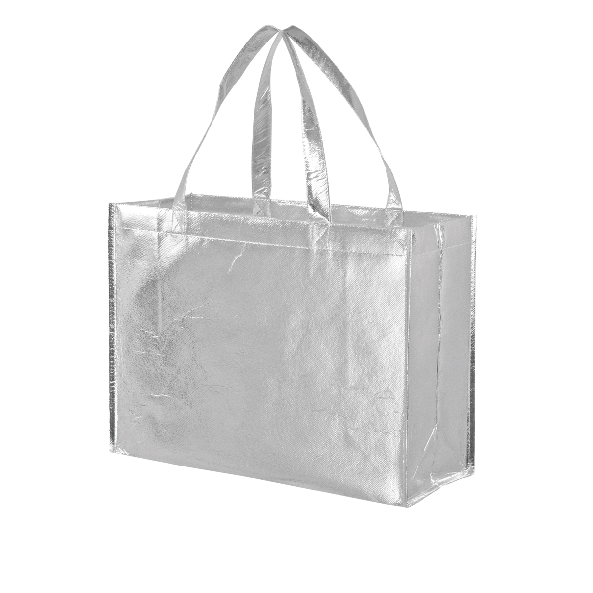 Metallic Silver  Metallic Gloss Designer Tote Bag 
